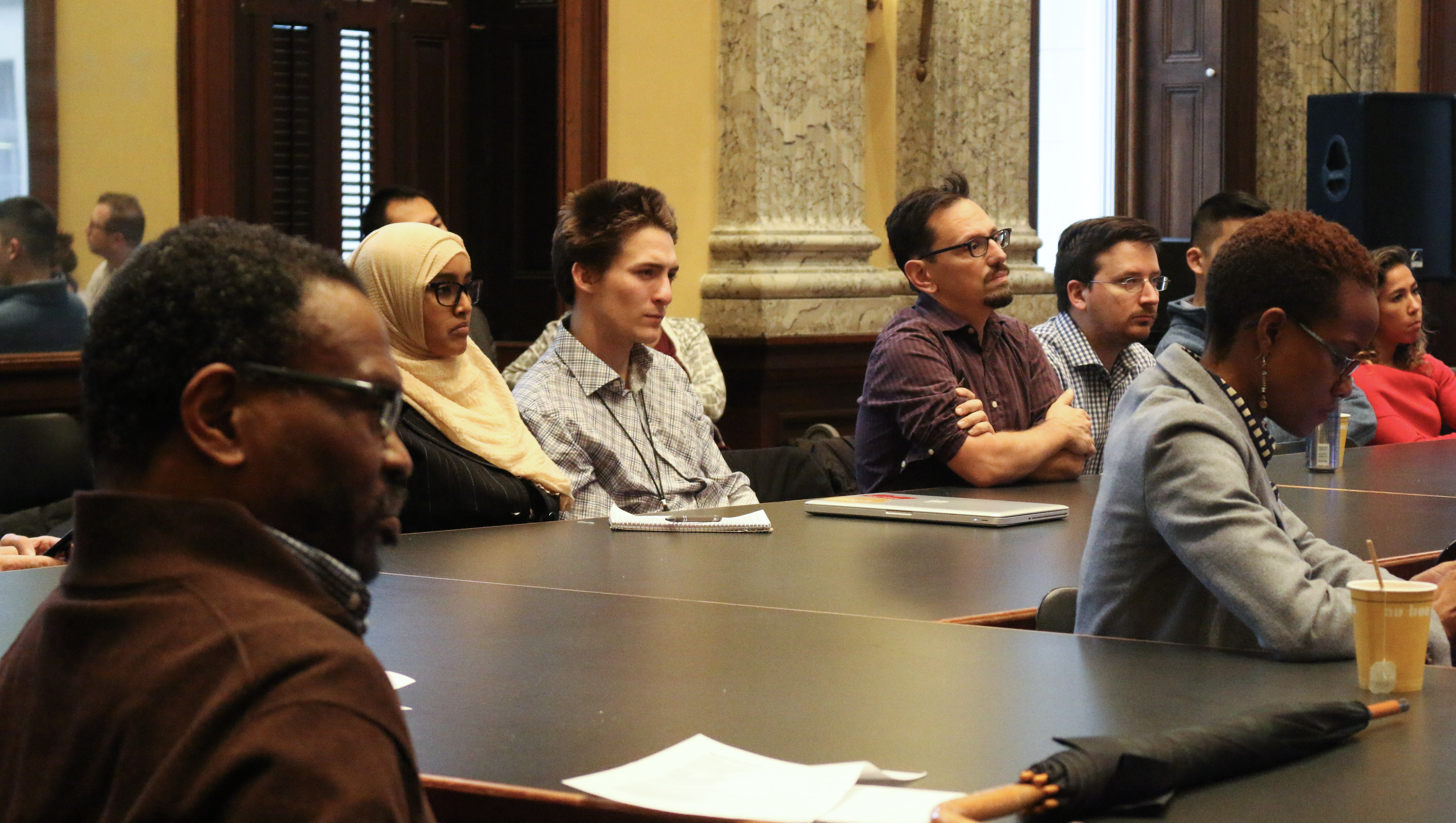 City Employees Listen to Dan Wu's presentation